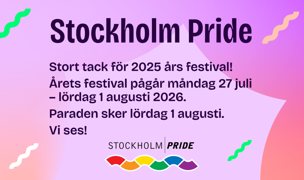 Stort tack för 2025 års festival! Årets festival pågår måndag 27 juli – lördag 1 augusti 2026. Paraden sker lördag 1 augusti. Vi ses!